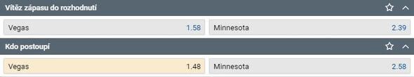 Tip na NHL - série Vegas Golden Knights vs Minnesota Wild