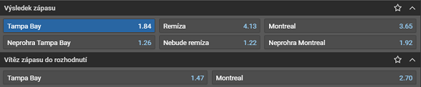 Tipsport kurz finále play off NHL - Tampa Bay vs Montreal