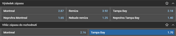 Tipsport kurz finále play off NHL - Montreal vs Tampa Bay