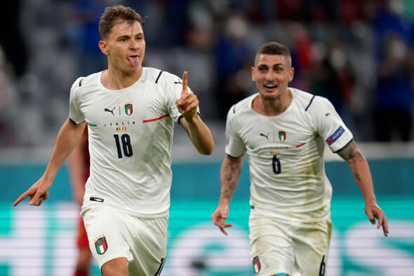 Fotbal, Itálie, Nicolo Barella, Marco Verratti - Zdroj ČTK, AP, Matthias Schrader