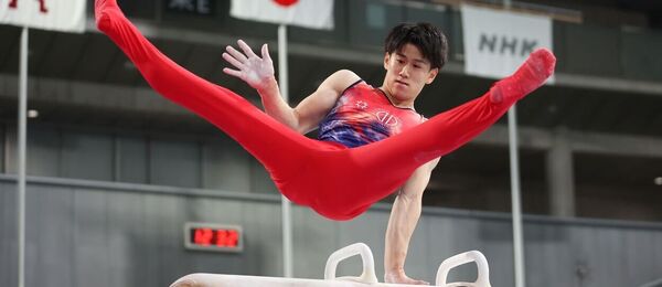 Sportovní gymnastika, Daiki Hashimoto z Japonska při disciplíně kůň našíř