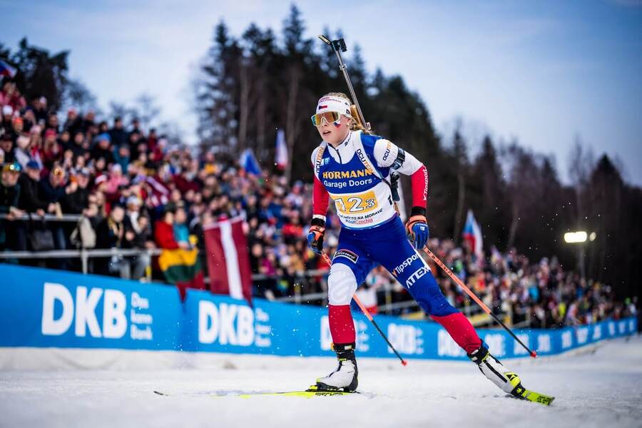 BIatlon, Ilona Plecháčová během štafety, SP v Novém Městě na Moravě