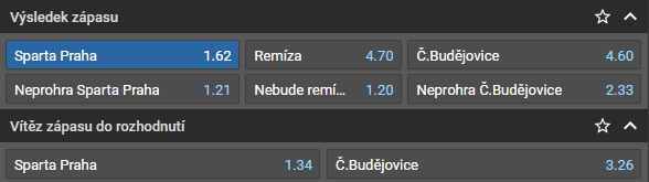 Tip na 1. zápas semifinále play-off Tipsport extraligy HC Sparta Praha vs HC Motor České Budějovice [3.4.]