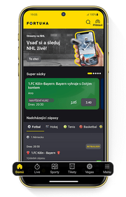 Fortuna mobilní aplikace - spodní menu