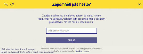 Zapomenuté heslo u Sazkabetu