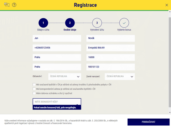 Registrace u Sazkabetu - bonusový kód a vstupní bonus k registraci Sazkabet