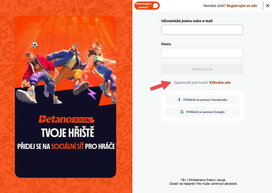 Betano přihlášení a&nbsp;zapomenuté heslo
