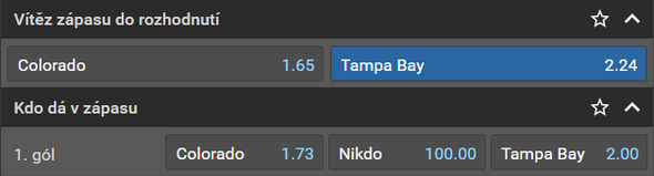 Tip na 2. zápas finále playoff NHL 2022 - Colorado Avalanche vs Tampa Bay Lightning živě [19.6.]