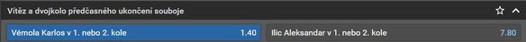 Karlos Vémola jde do zápasu v roli jasného favorita a my tipujeme, že zvítězí během úvodních dvou kol