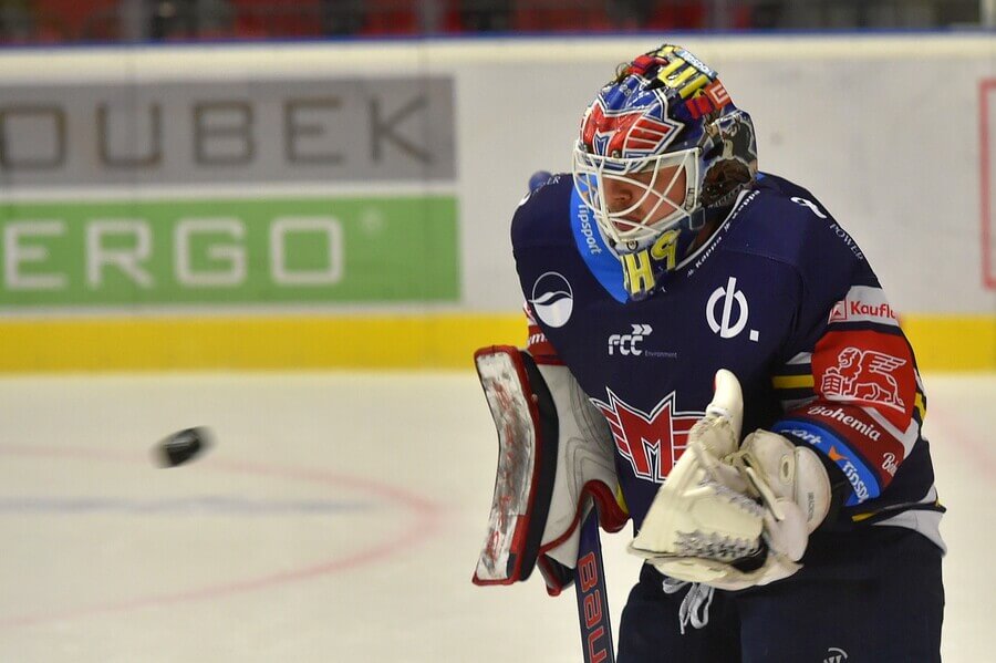 Hokej HC Motor České Budějovice - brankář Dominik Hrachovina - Motor dnes v ELH hostí Plzeň - Profimedia