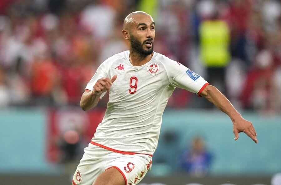 Tuniský útočník Issam Jebali v zápase na MS ve fotbale proti Dánsku - Profimedia