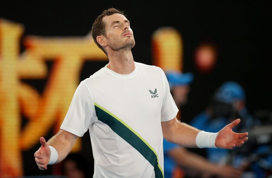 Andy Murray oslavuje postup na Australian Open - ve druhém kole ho vyzve Thanasi Kokkinakis - sledujte tenis Murray vs Kokkinakis na AO 2023 živě - foto Profimedia