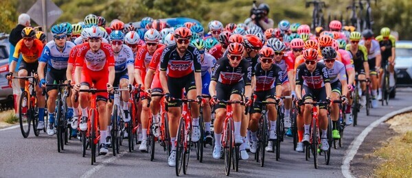 Cyklistika, UCI World Tour, peloton při Cadel Evans Great Ocean Road Race v Austrálii v roce 2020