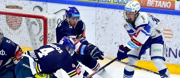 Hokejisté týmů HC Kometa Brno a HC Motor České Budějovice v utkání Tipsport extraligy 2022-2023 - sledujte dnes hokej Kometa - České Budějovice živě v online live streamu - foto Profimedia