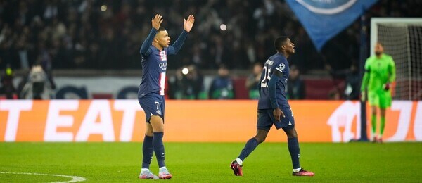 Kylian Mbappé v utkání Ligy mistrů proti Bayernu