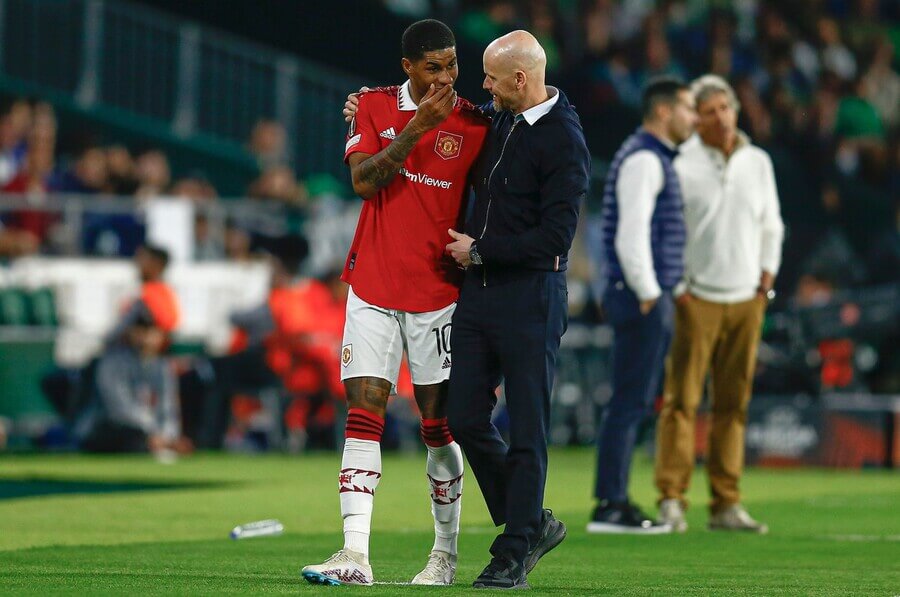 Marcus Rashford a Erik ten Hag