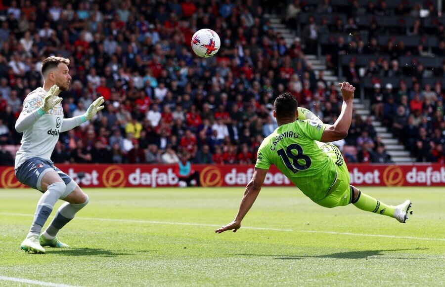 Casemiro dává jediný gól zápasu proti Bournemouthu