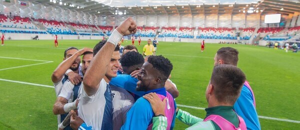 Radost fotbalistů Slovanu při odvetě 1. předkola Ligy mistrů