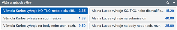 Tip na Oktagon 45 Vémola vs. Alsina. Vsaďte si na svého favorita u Tipsportu.