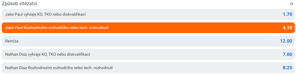 Tip na boxerský zápas Jake Paul vs. Nate Diaz (v noci z 5. na 6. 8. 2023, zhruba od 04:00 SEČ)