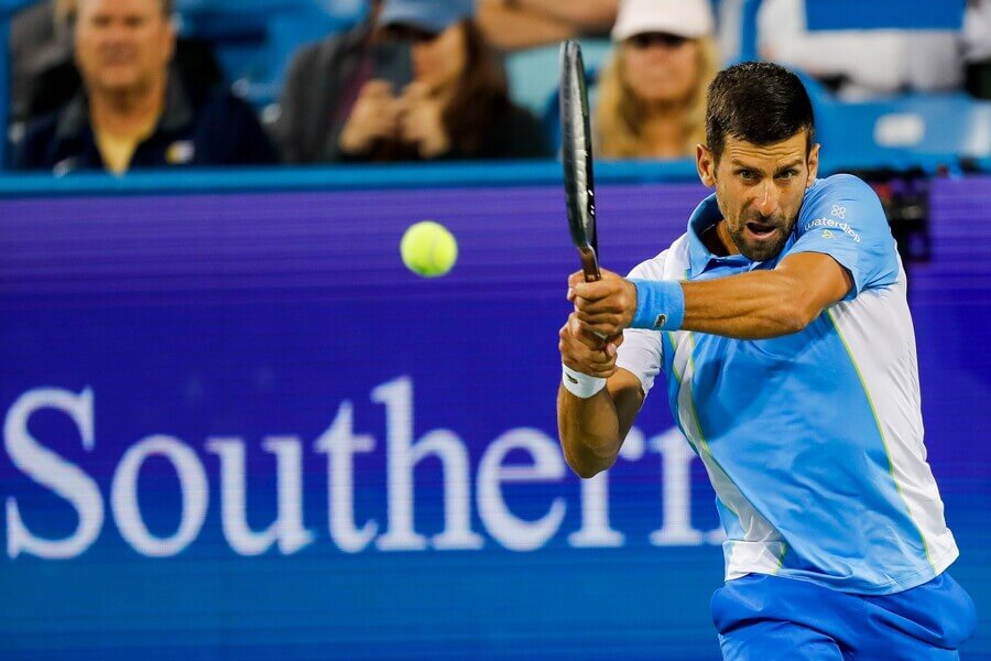 Srbský tenista Novak Djokovič na turnaji ATP Masters Cincinnati 2023, kde si dnes zahraje finále proti Carlosi Alcarazovi