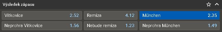 Tip na zápas Vítkovice - Mnichov