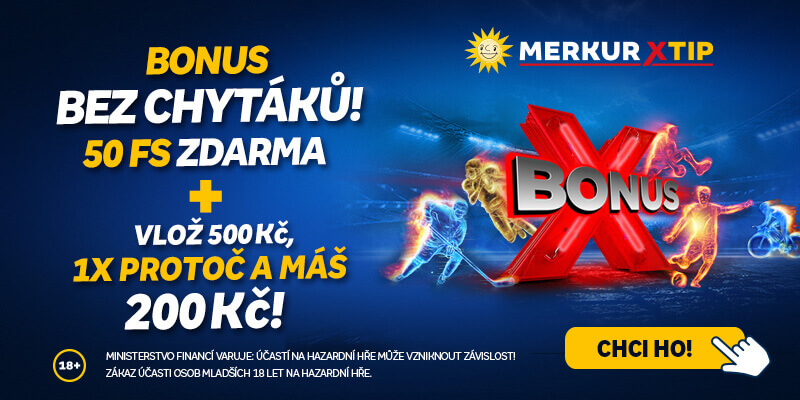 MerkurXtip bonus: 50 Kč bez vkladu + 200 Kč za aktivitu