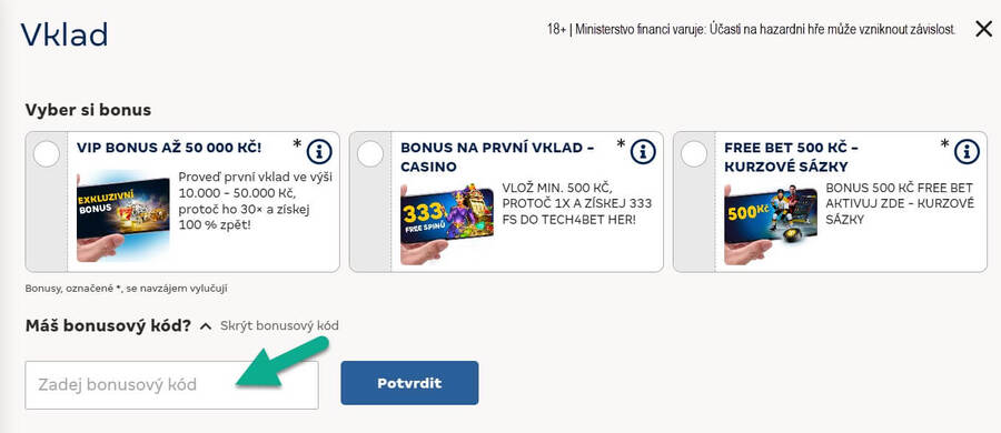 Kam zadat MerkurXtip promo kód