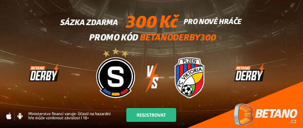 Betano Derby - získejte 300 Kč sázku zdarma pro nové hráče