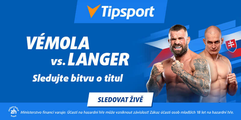 Sledujte MMA zápas Vémola vs. Langer v sobotu 7. 10. živě v online livestreamu na TV Tipsport a vsaďte si na svého favorita.