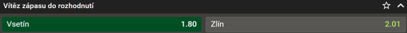 Tip na výsledek zápasu Vsetín vs. Zlín