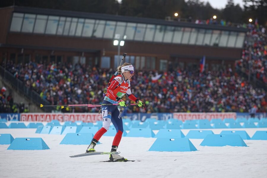 Biatlon, IBU Světový pohár Nové Město na Moravě, Markéta Davidová během smíšené štafety