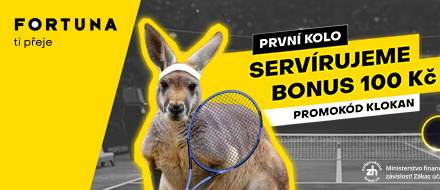 Fortuna servíruje bonus 100 Kč při Australian Open 2024