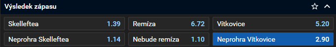 Tip na hokej - Liga mistrů 2023/2024 - odveta semifinále Skelleftea vs Vítkovice dnes (16. 1. 2024, 2. semifinále CHL)