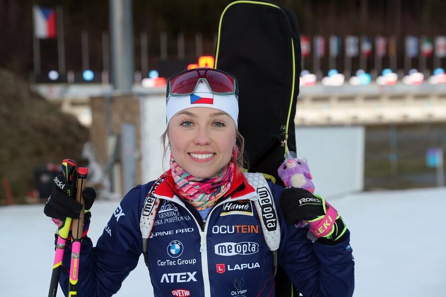 Biatlon, česká závodnice Tereza Voborníková po závodě