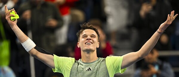 Tenis, ATP, Jakub Menšík po čtvrtfinálovém vítězství nad Rublevem, Dauhá, Katar