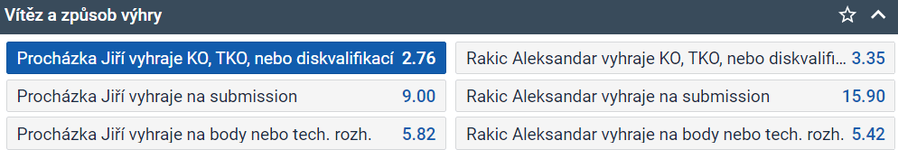 Tip na MMA zápas Procházka vs. Rakić (noc ze soboty 13. na neděli 14. 3. 2024, UFC 300). Sledujte živě a zdarma na TV Tipsport.