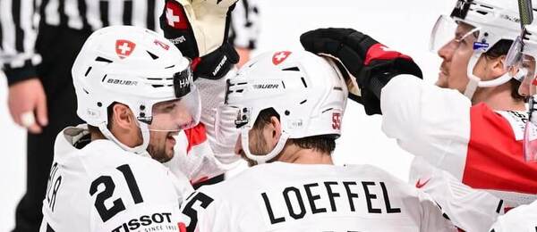 Švýcarská reprezentace na MS v hokeji, hráči Švýcarska se radují z gólu