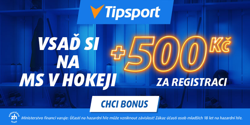 Získejte 500 Kč zdarma za registraci u sázkové kanceláře Tipsport