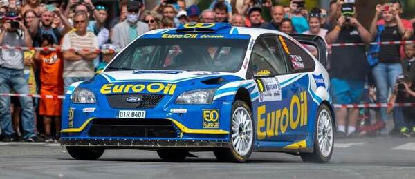 Václav Pech se svým vozem Ford Focus WRC 06 na Bohemia Rally v roce 2020