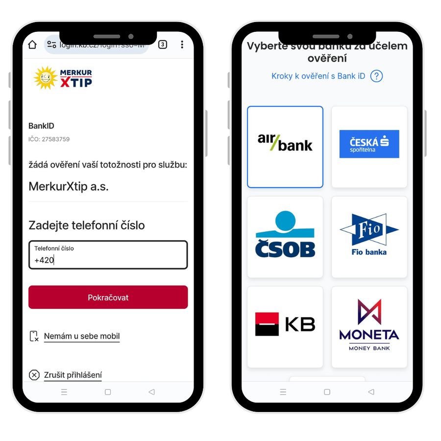 Ověření totožnosti u&nbsp;MerkurXtip během registrace