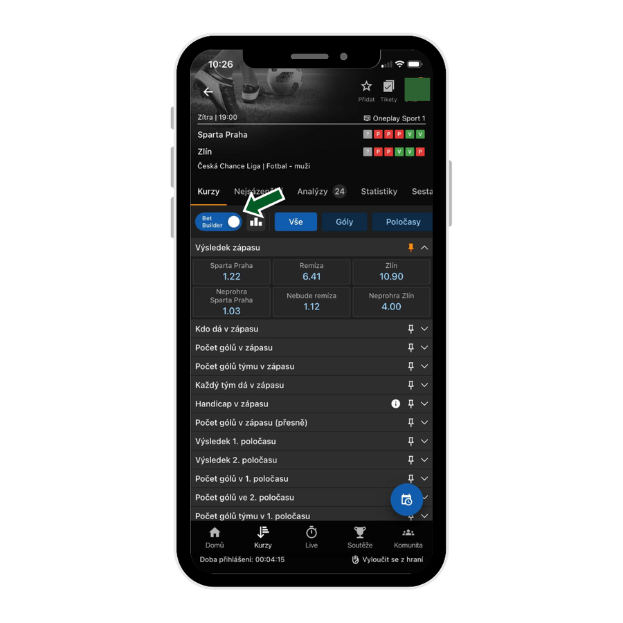 Betbuilder u&nbsp;sázkové kanceláře Tipsport