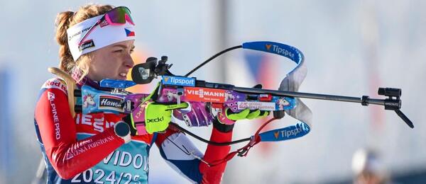Biatlon, Hochfilzen - Markéta Davidová během tréninku na SP v Hochfilzenu 2024, závody můžete sledovat živě online