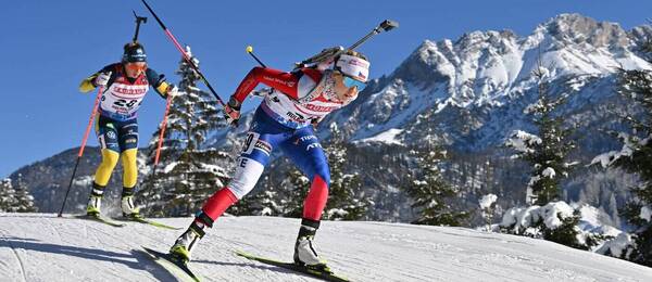 Tereza Voborníková během závodu SP v biatlonu 2024/2025, dnes ji čeká 15km vytrvalostní závod biatlonistek v Ruhpoldingu