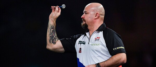 Český šipkař Karel Sedláček na MS v šipkách 2025, dnes Sedláček hraje předkolo World Masters 2025