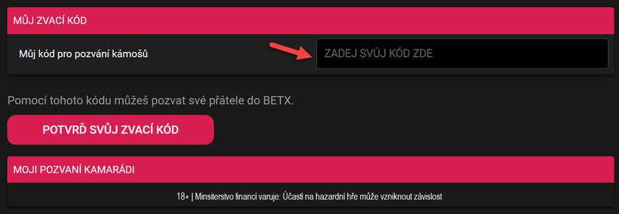 Kde vytvořit BetX zvací kód