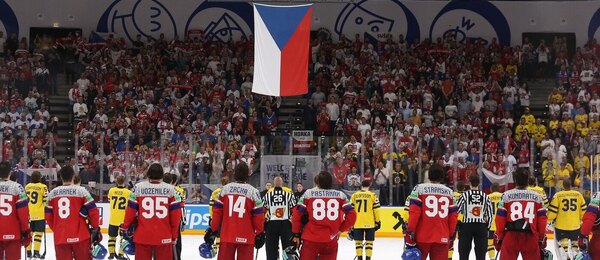 Hokej Mistrovství světa, ilustrační foto, hymny při semifinále Česko vs. Švédsko na MS 2024