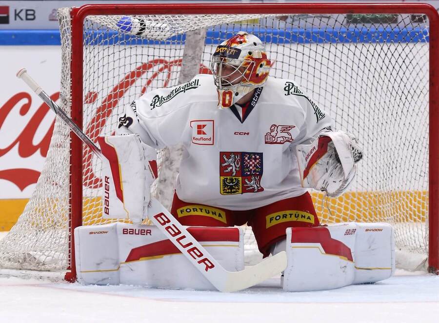 Lední hokej, brankář Daniel Vladař během Czech Hockey Games v Brně