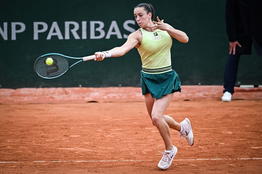 Česká tenistka Tereza Valentová ve vítězném utkání 1. kola Roland Garros 2025, Valentová dnes v Paříži hraje proti Gauff