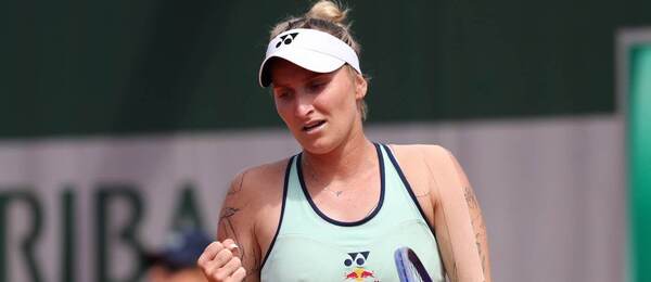 Markéta Vondroušová ve vítězném utkání 2. kola Roland Garros 2025, dnes Vondroušová v Paříži hraje s Jessicou Pegula